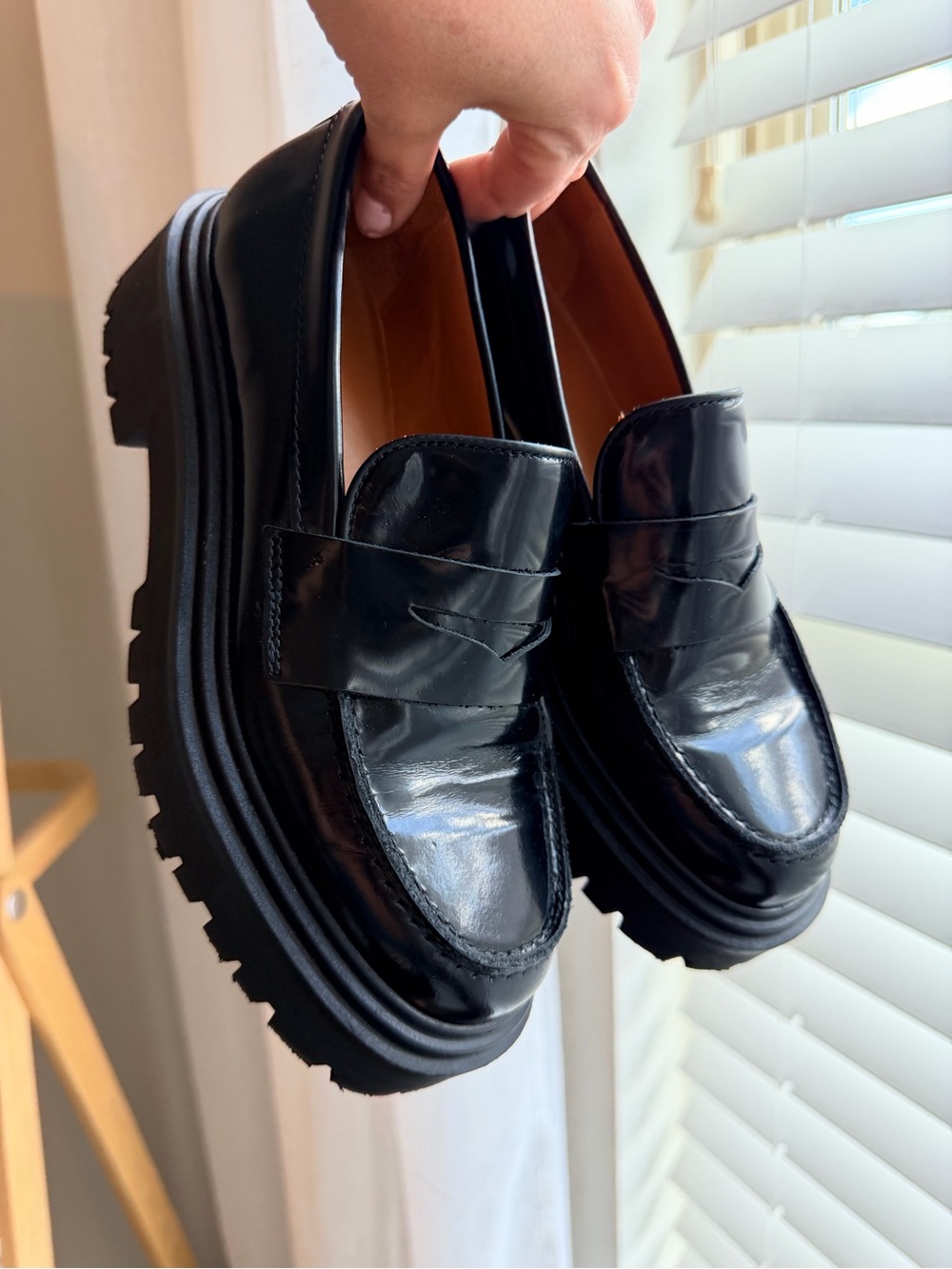 Thursday Black Leather Penny Loafers for women